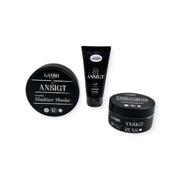 ANSIGT Sæt 3 produkter - ANSIGT Rens, Naturlig Muddermaske & 24T Creme med A vitamin