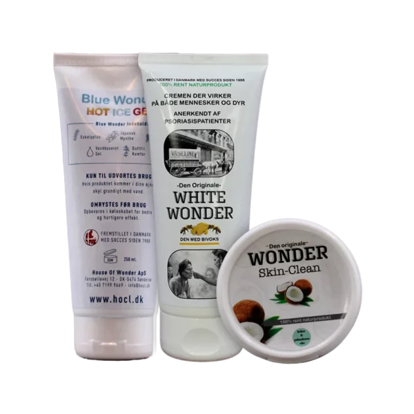 Bestsellers fra House of Wonder (Blue Wonder Tube, White Wonder Tube og Skin Clean)